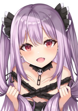 Vtuber,Hololive,潤羽るしあ,menmen,长发,single,長身像,脸红,视线正对,開いた口,红色眼,紫发,少女