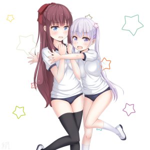 凉风青叶,滝本ひふみ,体操服,黑丝,百合