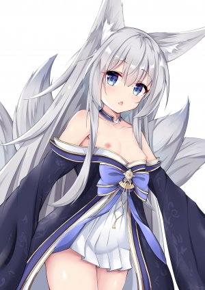长门酱,信濃,碧蓝航线,兽耳,露胸,和服,妖狐,萝莉,nipples,No-Bra