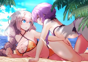 VOICEROID,結月ゆかり,紲星あかり,水着,泳装,百合