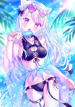 kappe_reeka,兽耳,水着,cleavage,猫耳,泳装
