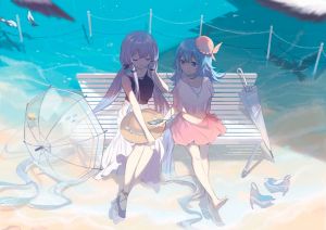 maple040,海伊,星尘,VOCALOID,jpeg_artifacts,cleavage,雨伞