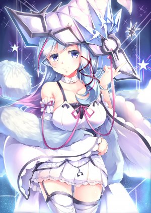 遊★戯★王,kanzakietc,碧眼,青发,露胸,长发,粉发,缎带,Stockings,黑丝,魔女,絶対領域