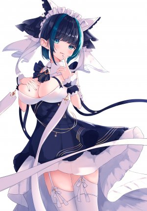 碧蓝航线,チェシャー,女仆,No-Bra,短裙,掀裙,Stockings,黑丝