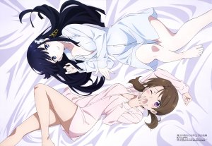 米澤優,光井ほのか,司波深雪,Megami,魔法科高校の劣等生,黑发,碧眼,脸红,露胸,茶发,cleavage,长发,紫色眼,双马尾,scan