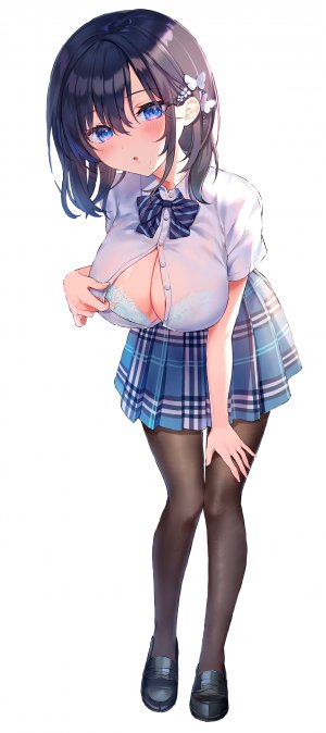 nekoremon,bra,露胸,cleavage,黑丝,学校制服,下着,脱衣,制服