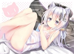 yonjyuugo,原创,动物,兽耳,铃,脸红,猫娘,萝莉,毛巾