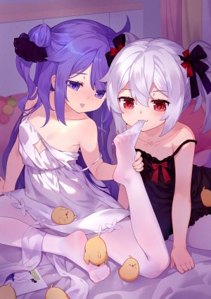 翼つばさ,Unicorn,碧蓝航线,连衣裙,萝莉,No-Bra,黑丝,掀裙,百合