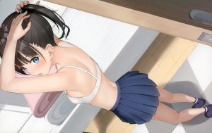もっつん,原创,脸红,bra,茶发,马尾辫,短裙,下着,cropped,scan