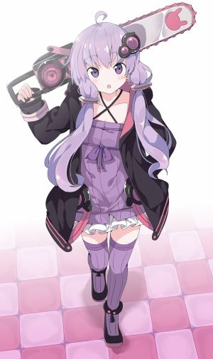 結月ゆかり,tantan_men,前发,脸红,连衣裙,全身,发饰,holding,长发,长袖,视线正对,紫色眼,紫发,single,黑丝,VOCALOID,VOICEROID