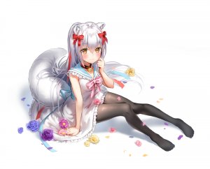 marmoset,兽耳,铃,项圈,连衣裙,萝裙,长发,黑丝,学校制服,aliasing