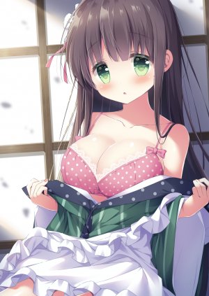皐月ゆきみ,宇治松千夜,请问您今天要来点兔子吗?,bra,cleavage,女仆,脱衣,和服女仆