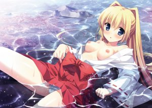 池上茜,浅坂メグリ,Hulotte,妹のおかげでモテすぎてヤバい。,金发,脸红,露胸,和服,长发,巫女,nipples,No-Bra,胖次,马尾辫,下着,cropped