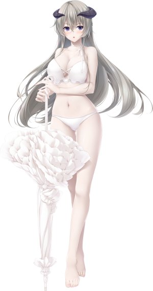 choco_chip,miime_favuniru,atelier_kaguya,游戏CG,裸足,水着,碧眼,bra,露胸,全身,长发,露脐,银发,笑顔,single,泳装,雨伞,下着