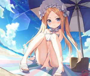 nam,阿比盖尔·威廉姆斯,Fate系列,Fate/GrandOrder,海滩,水着,金发,碧眼,萝莉,长发,天空,泳装,双马尾