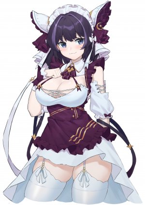 碧蓝航线,チェシャー,露胸,cleavage,女仆,No-Bra,Stockings,黑丝