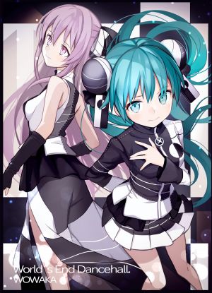 kenji,初音ミク,巡音ルカ,VOCALOID,breast_hold